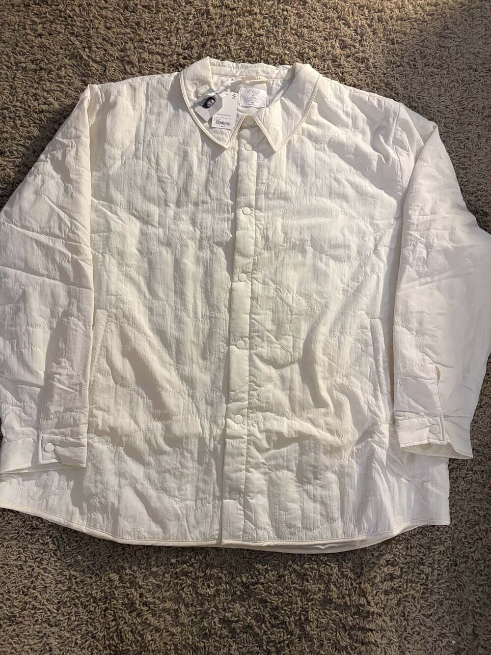 Stylus x LaDarius Campbell Quilted Shacket Size 3XLT Ivory